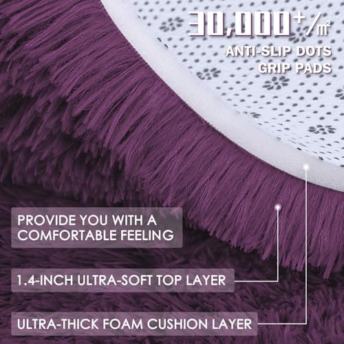OLANLY Area Rugs for Living Room Bedroom, Machine Washable 4x5.9 ft Soft Fluffy Shaggy Bedside Rug, Indoor Floor Carpet for Kids Girls and Boys, Dorms, Nursery Rooms, Home Decor Aesthetic, Dark Purple - Image 6