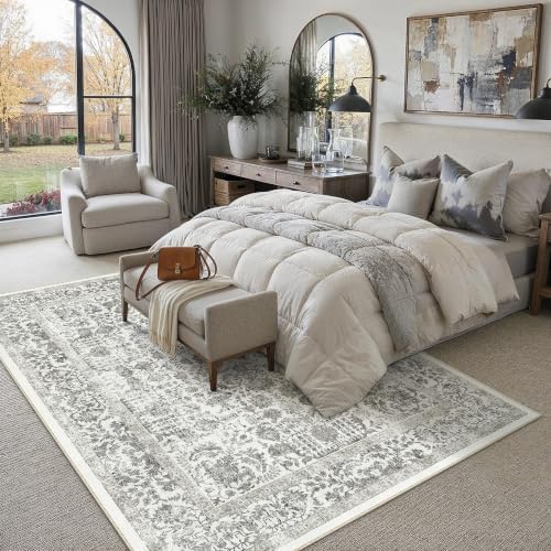 PureCozy Black Area Rug 7x10 Vintage Floral - Image 2
