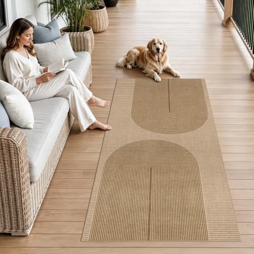 Non-Slip Jute Rug for Entryway: 3x6 Outdoor Mat - Geometric Arch Pattern - Image 3