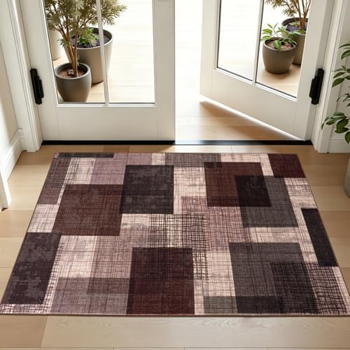 Washable 2x3 Entryway Rug, Throw Rugs with Rubber Backing, Purple - Image 2