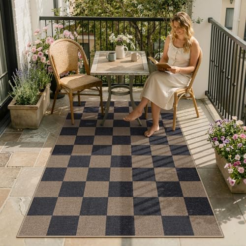 Lahome Checkered Easy Jute 3x5 Outdoor Rug, Washable Rugs for Entryway - Image 3