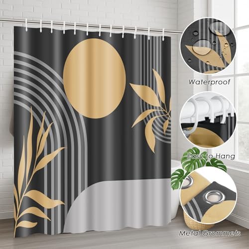 Bathroom Sets with Shower Curtain and Rugs, Set of 4 Boho Geometric - Image 6