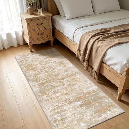 Hallway Runner Rug 3x6, Textured Non Slip Carpet Runner, Beige/Yellow - Image 7