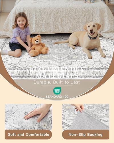 Madane Hallway Runner Rug 2x8 Washable Kitchen Rugs Non-Slip, Grey - Image 5