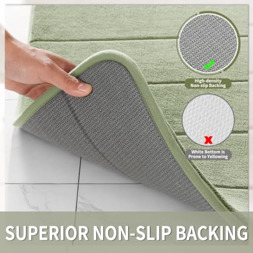 Yimobra Memory Foam Bath Mat, Super Soft Absorbent Bathroom Rug Non Slip, Quick Dry, Machine Washable Floor Carpet for Tub Shower, Home Decor Accessories, 24x17, Sage Green - Image 4