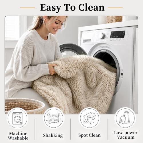 TENGTENGLINK 8x10 Fluffy Shag Area Rug Living Room Bedroom Washable Camel - Image 5