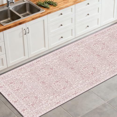 2'6" x 10' Runners Rug for Kitchen Washable Soft Carpet (Pink) - Image 4