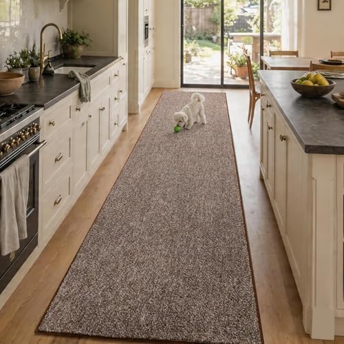 2x10 Coffee/White Runner Rug Washable Non-Slip for Kitchen Hallway Bathroom by Unknown
