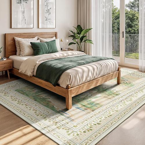 Lessymo Area Rugs 8 x 10 for Living Room,Large Washable Carpet Beige Sage - Image 4