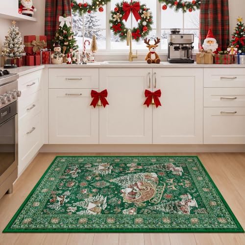 zesthome Christmas Area Rug 2x3, Washable Rugs for Entrance (2'x3', Green) - Image 3