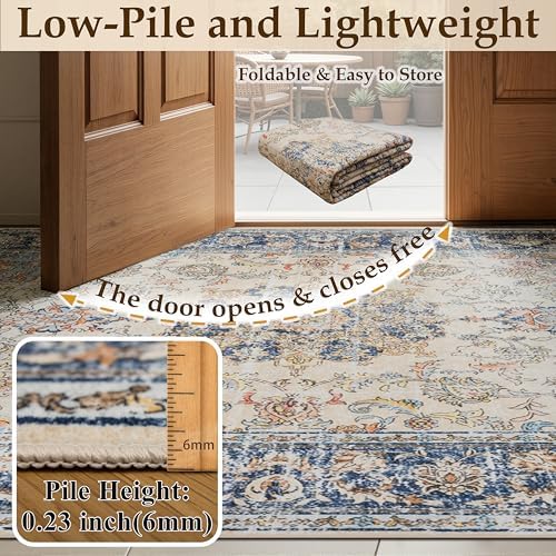 Ruaruarug Washable Area Rug 8×10 for Living Room, Ultra Soft, Navy Brown - Image 3