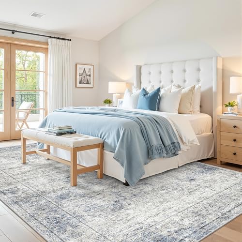 5x7 Area Rugs for Living Room,Large Washable Rug,Blue - Image 5