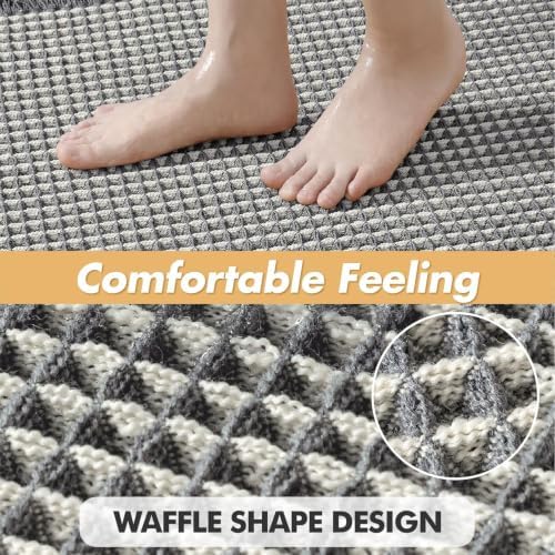 MIULEE Set of 2 Waffle Bathroom Rugs Dark Grey&Cream Bath Mat 18x30 Inch - Image 5