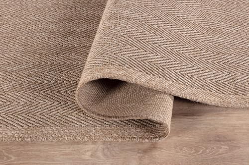 CAMILSON Indoor and Outdoor Runner Rug Natural Herringbone Seagrass Boho Design Easy-Cleaning Non Shedding Fiber Living Room Bedroom Garden Patio and Kitchen Washable Outside Carpet Alfombras (2x7) - Image 5