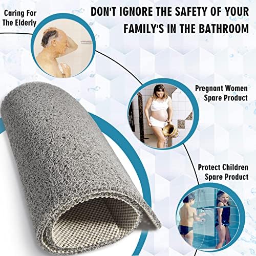 godehone Shower Mats Non Slip Without Suction Cups, PVC Loofah Bathroom Mats, Loofah Mats for Shower and Bathroom, Quick Drying, 23.6× 47.2 Inch, Grey - Image 4