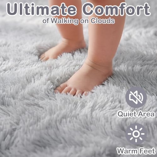 Grey Runner Rugs for Hallway 2x6 Ft, Long Bedside Rugs Bedroom Kids - Image 3