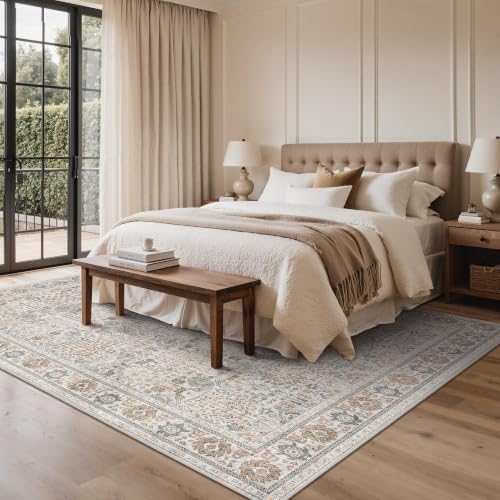 Bavni 2x7 Kitchen Runner Rug, Washable Non Slip, Beige Grey - Image 4