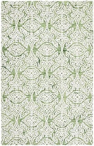SAFAVIEH Blossom Collection 6' x 9' Green/Ivory BLM112Y Handmade Premium Wool Living Room Dining Bedroom Area Rug - Image 3