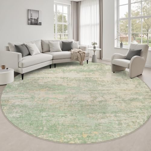 Round Area Rug Living Room: 6 ft Modern Washable Indoor Carpet by FXRHLP