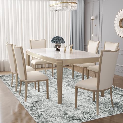 XLUEZ 5x7 Area Rugs for Living Room, Washable Modern Abstract Large Area Rug Neutral Soft Non Slip Kids Rug Stain Resistant Indoor Carpet for Bedroom Nursery Dining Room Playroom(Grey, 5'x7') - Image 5