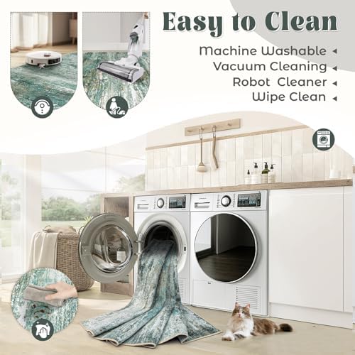 XLUEZ 6x9 Area Rugs for Living Room, Washable Modern Abstract Large Area Rug Neutral Soft Non Slip Kids Rug Stain Resistant Indoor Carpet for Bedroom Nursery Dining Room Playroom(Green, 6'x9') - Image 2