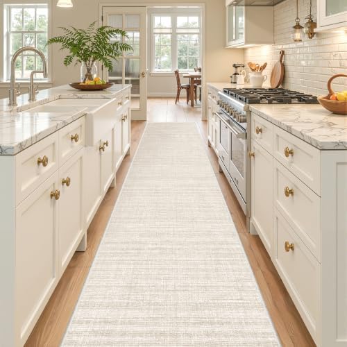 2x12 Runner Rug Non Slip,Washable Hallway Runner Rug,Beige by Restydon