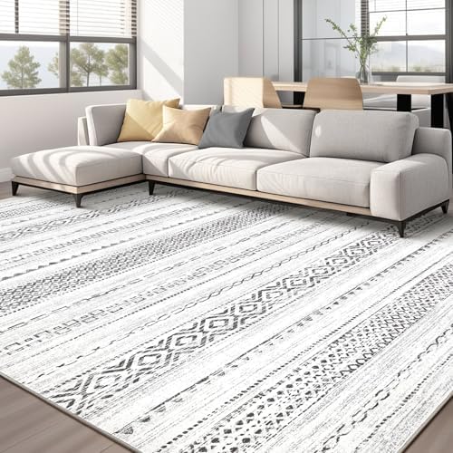 kakania Washable 9x12 Area Rug for Living Room: Boho Geometry Home Decor by kakania