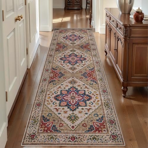 Tangsoo 2.6x10 Hallway Runner Rugs, Washable Non Slip Vintage Rug Runners by Tangsoo