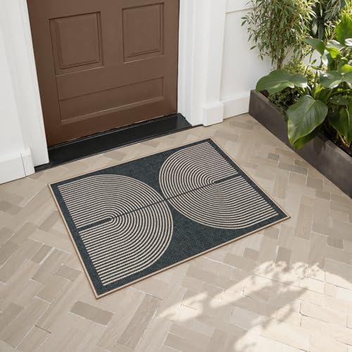 Lahome Rainbow Indoor Door Mat, 20"x32" Small Black Rugs for Entry Kitchen - Image 2