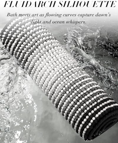 BSICPRO Large Bathroom Rugs Runner, 22x60 Striped Bath Mats, Black - Image 4