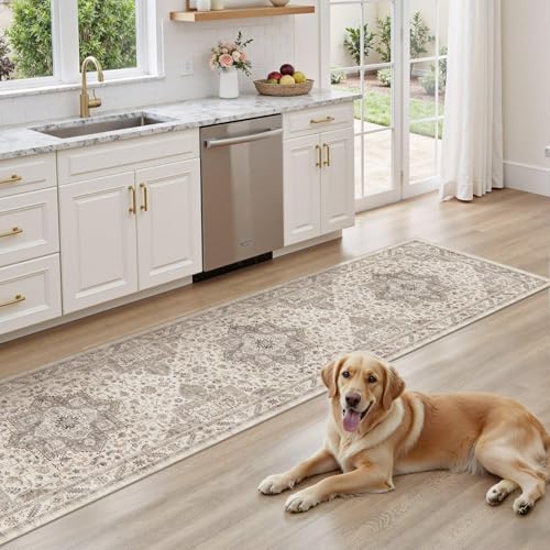 cotiled 2x10 Hallway Runner Rug for Entryway, Non-Slip Vintage, Light Brown - Image 7
