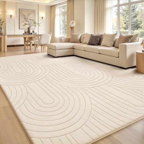 Sour Lemon 10x14 Area Rugs for Living Room Bedroom, Large Carpet White Rug by SourLemon