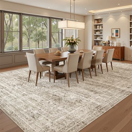 Soalmost 10x12 Area Rugs for Living Room Washable Rug Non-Slip Brown - Image 3