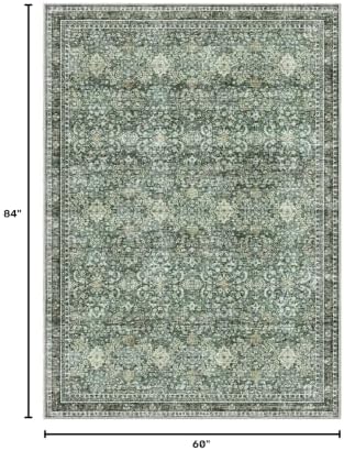 Sasttie 5x7 Area Rugs, Ultra-Soft Washable Rug for Living Room, Dark Green - Image 2