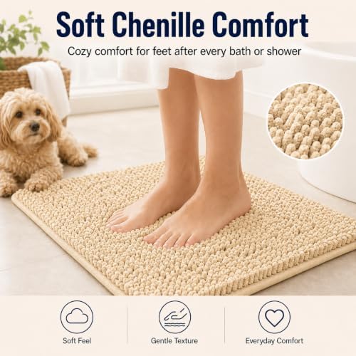 RUN HELIX Beige Bath Mat Set - 32"L x 20"W + 24"L x 16"W, Non Slip, Machine Washable, Home Decor - Image 3
