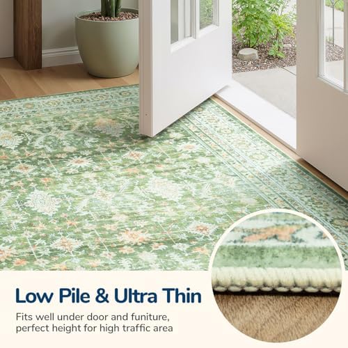 Lessymo 5 x 7 Washable Area Rugs for Living Room,Soft Non Slip Light Green - Image 7