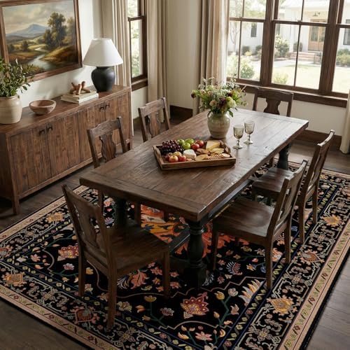 RELEANY Washable Area Rug, 6'x8', Black/Colorful - Image 3