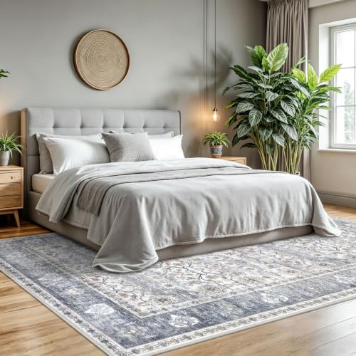 KUTA 8x10 Area Rugs for Living Room Washable Large Rug Grey Blue - Image 2
