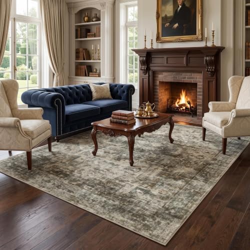 GarveeHome Vintage Area Rug 5x7 Washable Rugs for Living Room Camel/Grey by GarveeHome