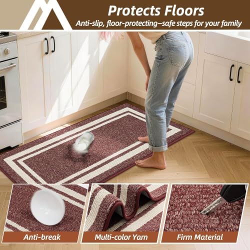 COSY HOMEER Kitchen Rugs Sets of 2 Non-Slip Washable,20"x30"+20"x48" - Image 5