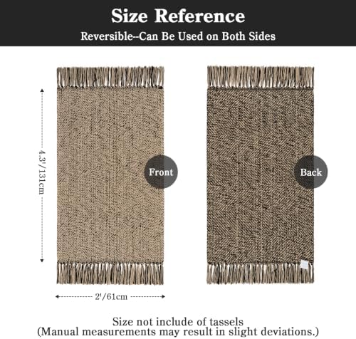 Collive 2' x 4.3' Boho Kitchen Runner Rug, Natural/Black Bathroom Rug - Image 2