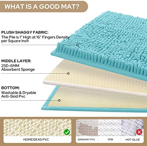 HOMEIDEAS Bathroom Rugs Set of 3, Super Soft Absorbent Chenille Bath Rugs - Image 4