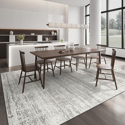 Miukiki 8x10 Area Rug for Living Room, Washable Soft Non Slip Rug Grey - Image 4