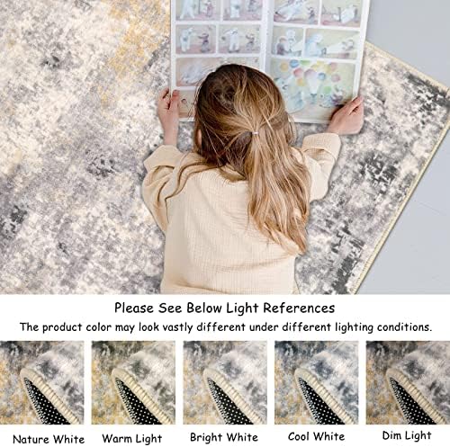 Lahome Modern Abstract Runner Rug - 2x6 Gray Washable Runners for Hallways Rugs for Living Room, Soft Non-Slip Contemporary Indoor Accent Laundry Room Carpet Runner for Gift Entryway Bedroom Door - Image 7