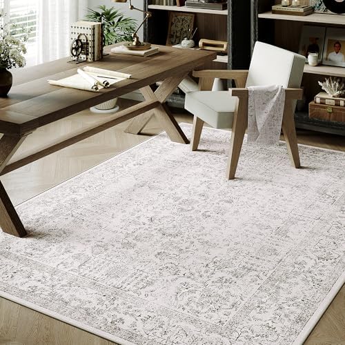 PureCozy Gray Small Area Rug 4x5 Vintage Floral by PureCozy