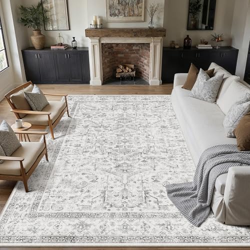 PureCozy Gray Area Rug 9x12 Vintage Neutral by PureCozy