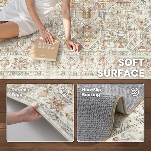 zesthome 5x7 Area Rugs for Living Room,Large Washable Rug,Orange - Image 6