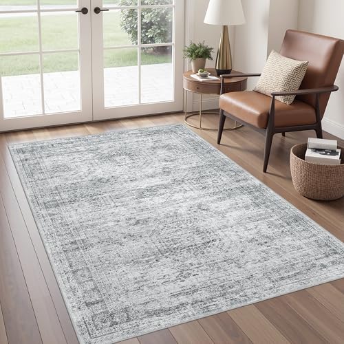 4x6 Area Rug for Entryway,Washable Kitchen Rug,Grey - Image 3