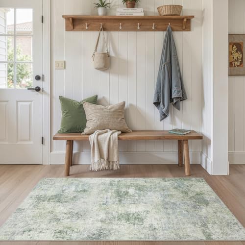 Tortania Area Rug Living Room Rugs - 3x5 Washable Soft Neutral Boho Moroccan Farmhouse Mat Indoor Floor Carpet for Bedroom Under Dining Table Home Office Decor - Sage Green - Image 4