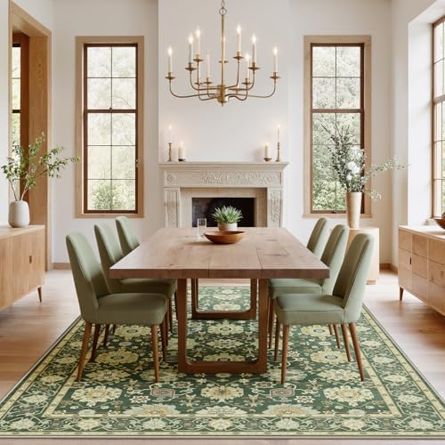 Amada Vintage Washable Area Rug,6'x9',Olive Green - Image 2
